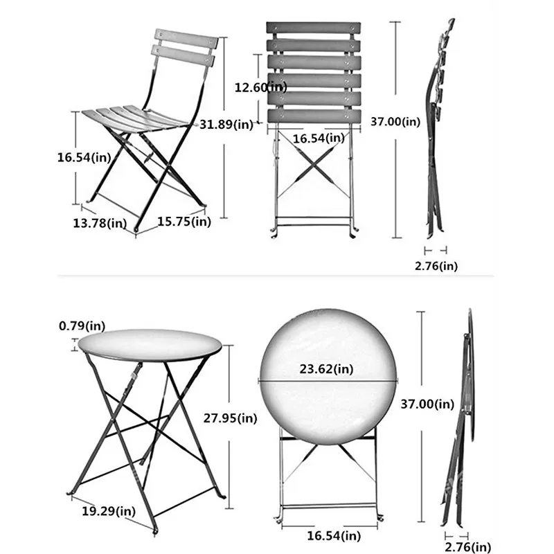 
New Modern outdoor garden patio iron cast foldable table chair set furniture metal balcony coffee leisure relax 