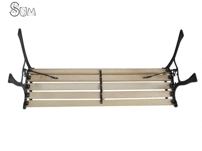 Wooden strips cast iron garden bench