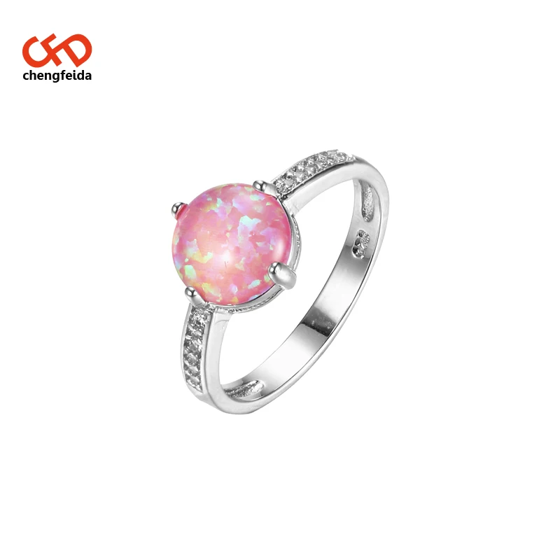 
Triangle Red Crystal pink Fire Opal Rings For Women With Cubic Zirconia 925 Sterling Silver 