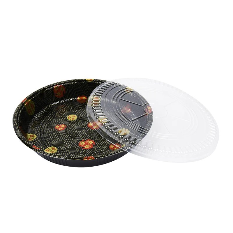 2024 disposable sushi bento PS black sushi container box sushi round tray