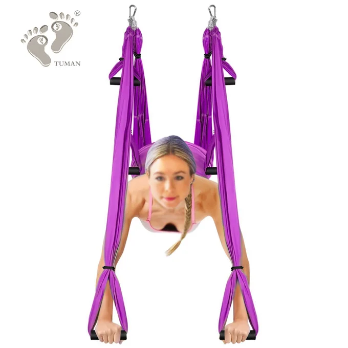 air flying yoga hammock set double indoor for sale nylon tricon Parachute Flying Antigravity Yoga Hammock