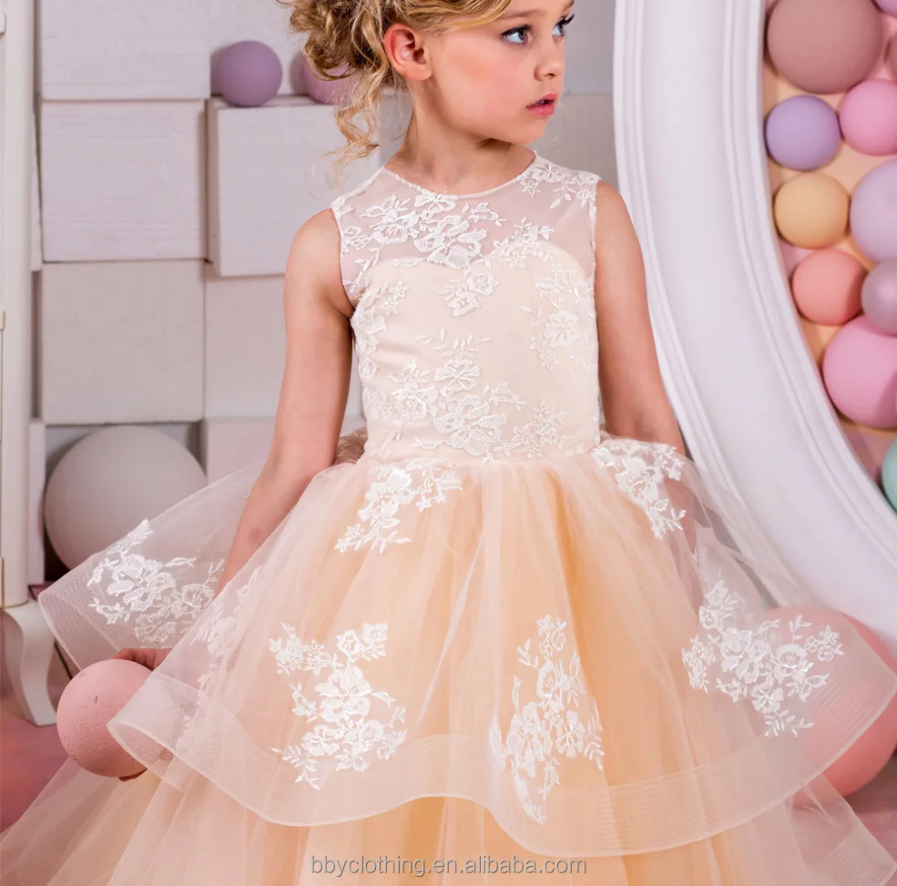2017 baby girl party dress children frocks designs ruffle embroidered lace wedding dress