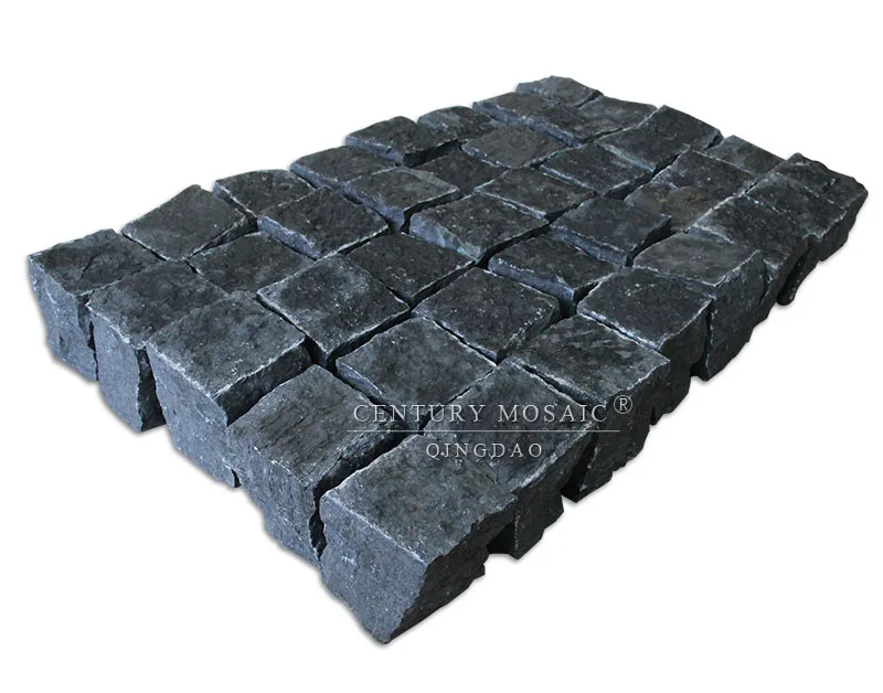 Black Natural Pave Stone For Garden Walkways And Flooring Kerb Stone