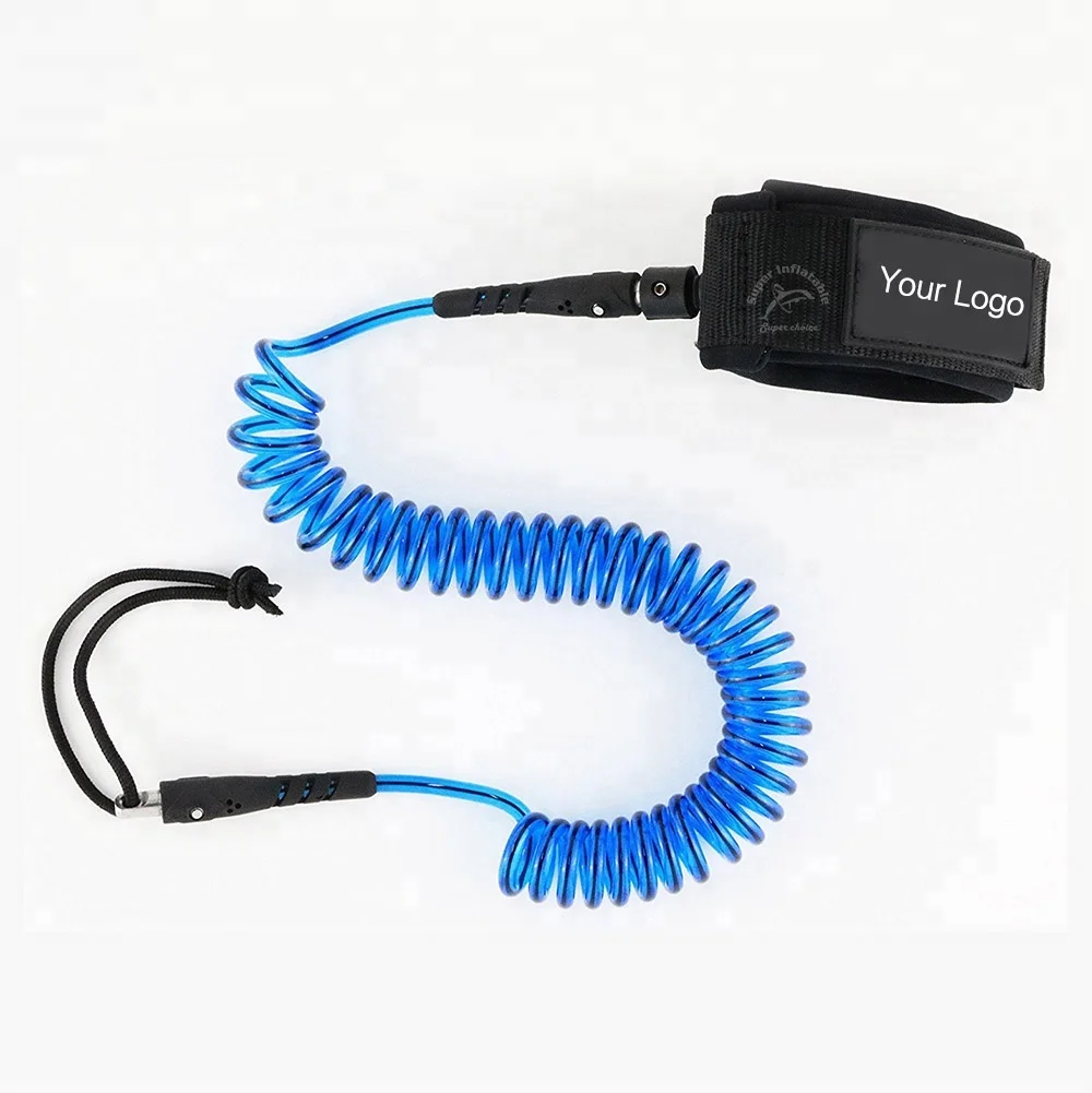 Heavy Duty Leg Ropes 10 Foot Coiled SUP Board Leash with Double Stainless Swivels