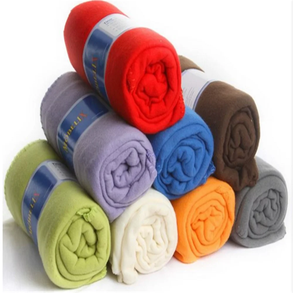 Chinese manufacturer custom cheap polyester blanket with embroidery LOGO polar fleece blanket Travel blanket