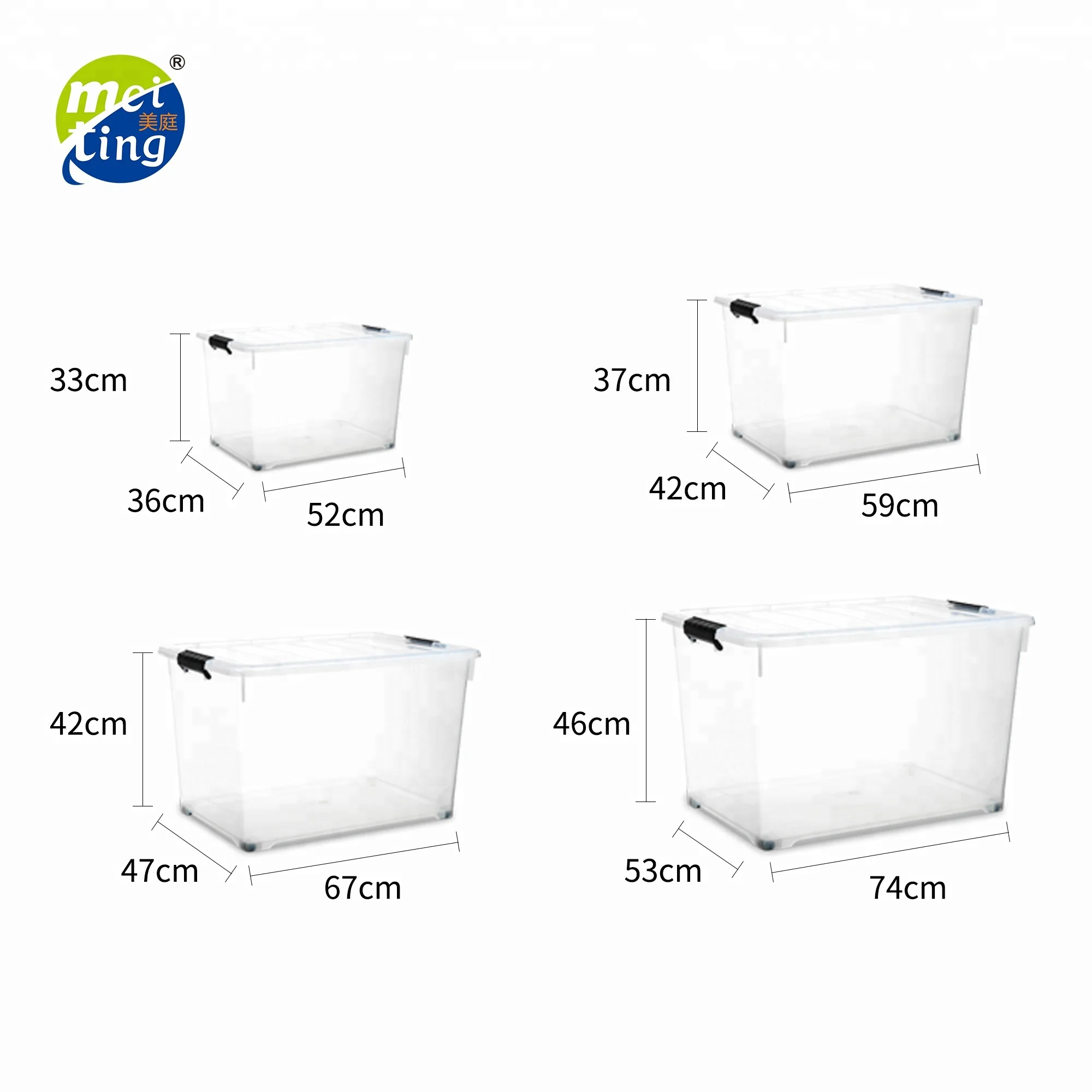 High Quality Durable Clothes Transparent Plastic Toy Storage Container Boxes with Wheels