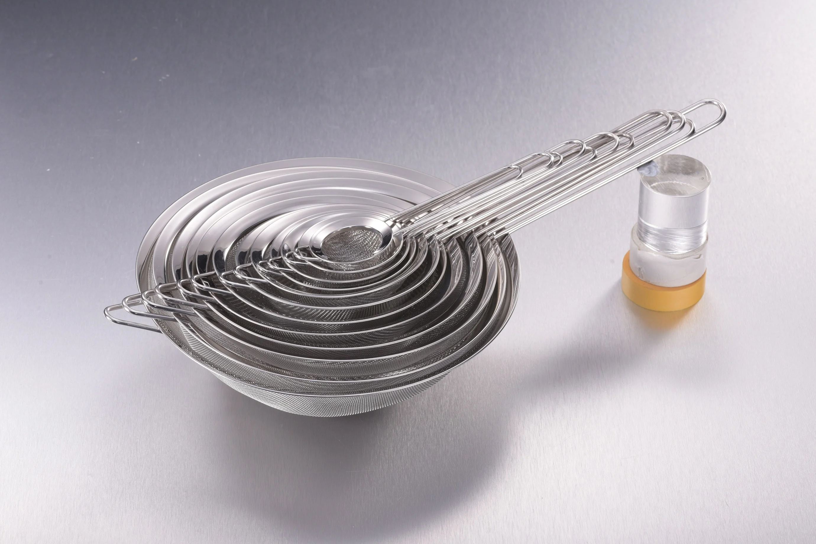 
stainless steel mesh strainer double mesh strainer set 