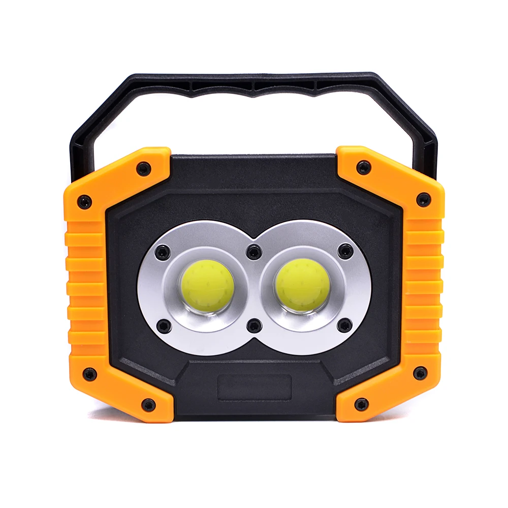 Waterproof LED Flood Lighting 18650 or 4AA Battery Working Light with Stand 30W COB LED Work Light with USB Port For Car Pepair