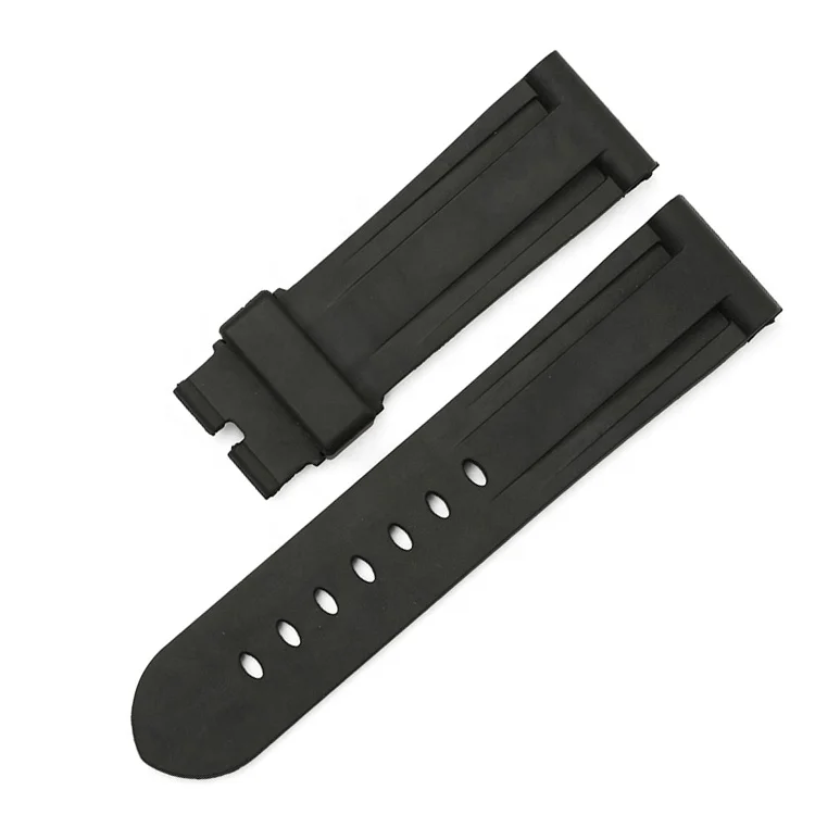 
24 26mm Fits PAM watch rubber Strap Band black 