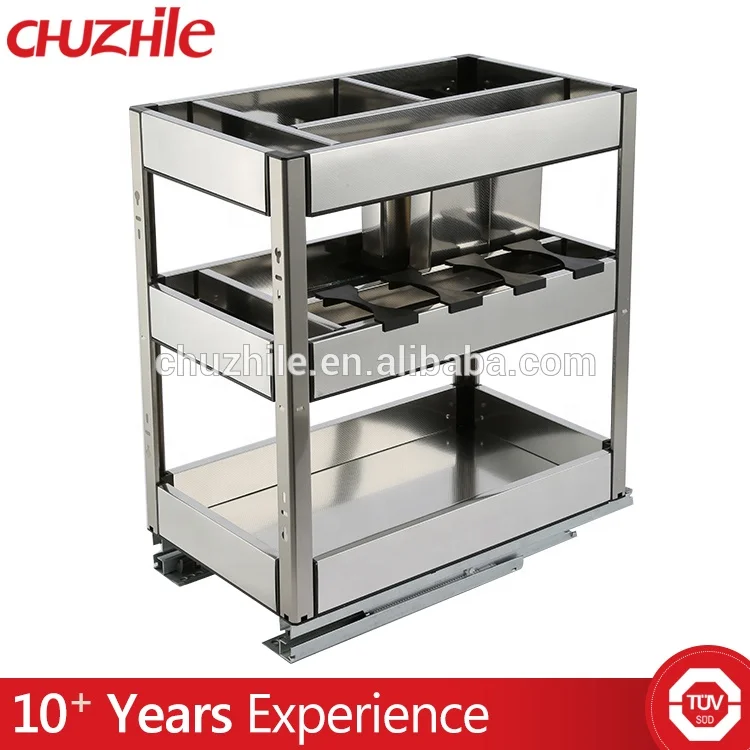 2 Tiers Wire Kitchen Cabinet Sliding Basket