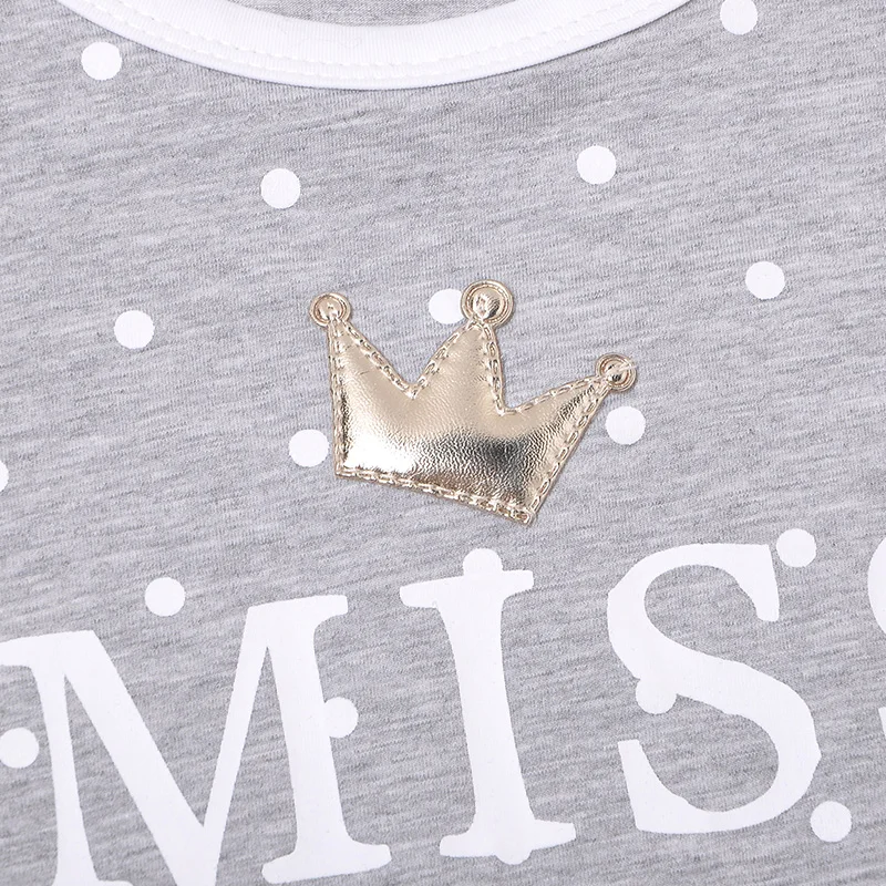 kids pajamas Pink and Grey Tiara Summer T Shirt Cute Girls Cotton Pajamas