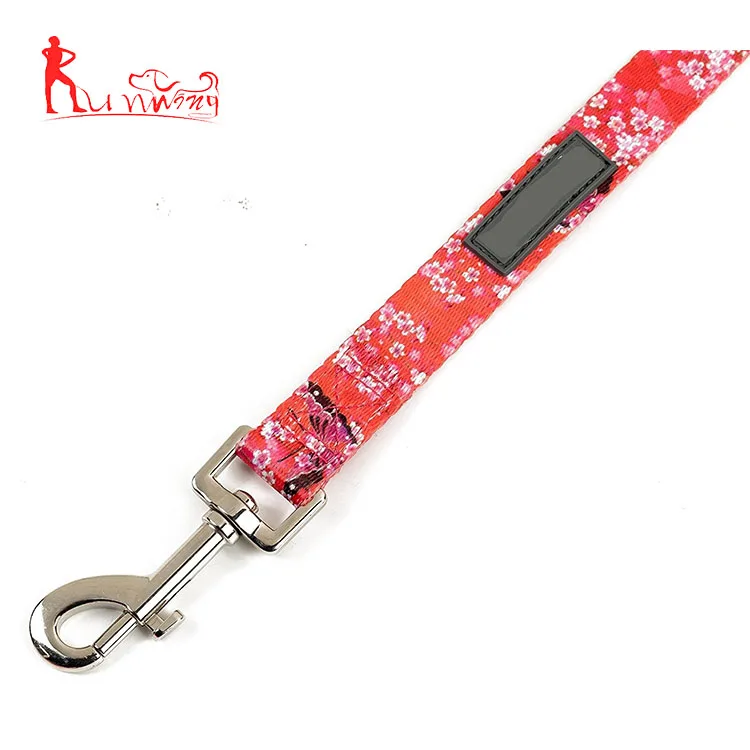 Wholesale pet products polyester sublimation custom print logo dog leash 6 foot