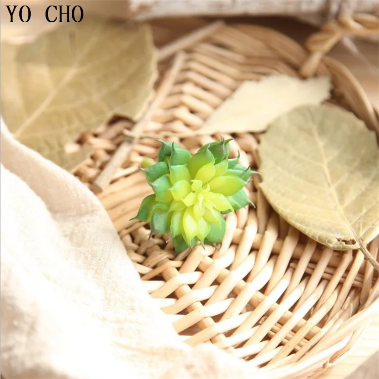 YO CHO Wholesale Green Echeveria Korea Cactus Succulent Plants Picks Wall Cheap Artificial Succulents Set For Amazon Sale
