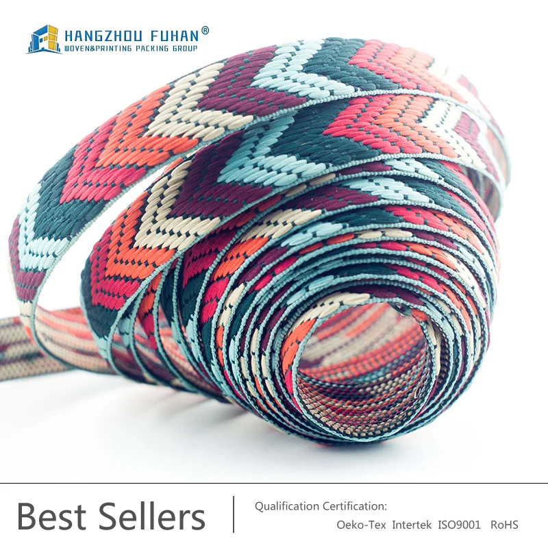 Oeko-Tex-standard Custom Embroidered Woven Jacquard Ribbon