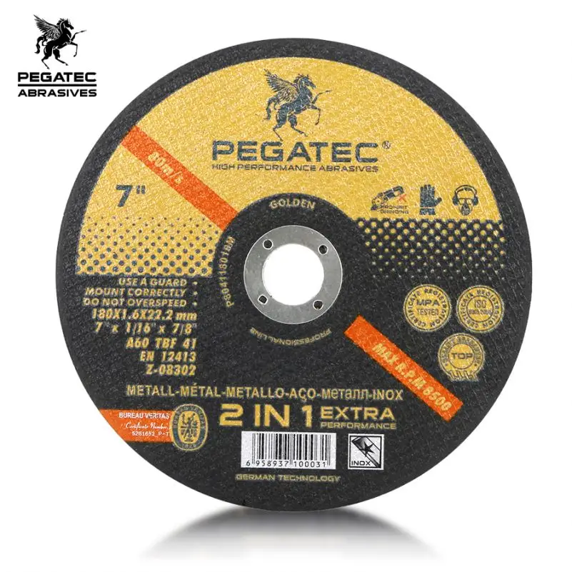 180x1 6x22 мм абразивный режущий диск PEGATEC для металла и нержавеющей стали в EN12413