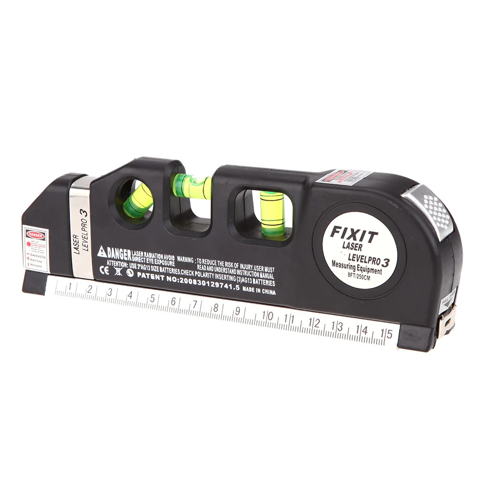 JY-03 8 FT 2.5m Measuring Tape Laser Level Pro3 Measuring Equipment with 3 Way Level Bubbles and Laser Power On/Off Nivel Level