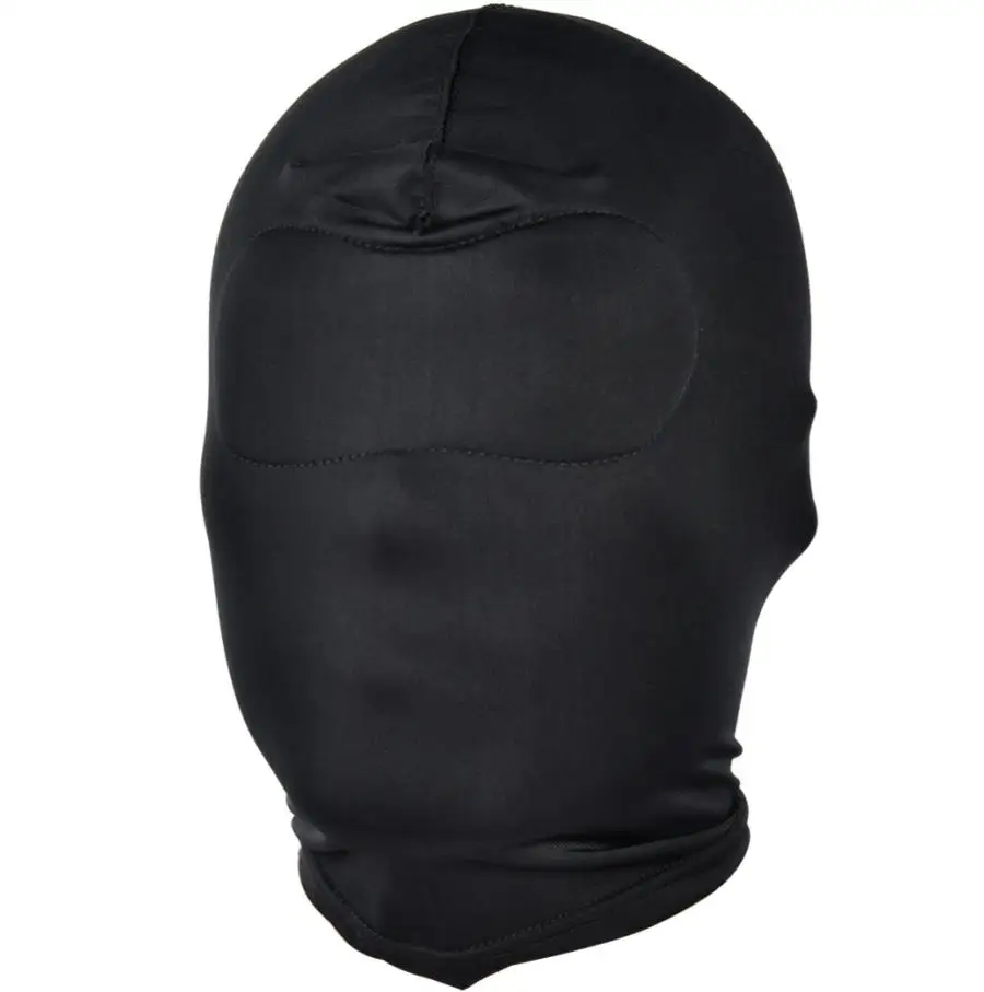 Черные фиксаторы из искусственной кожи для БДСМ-связывания Регулируемый головной капюшон полностью закрывающий головной убор Фетиш головной убор открытый рот секс-игрушки %