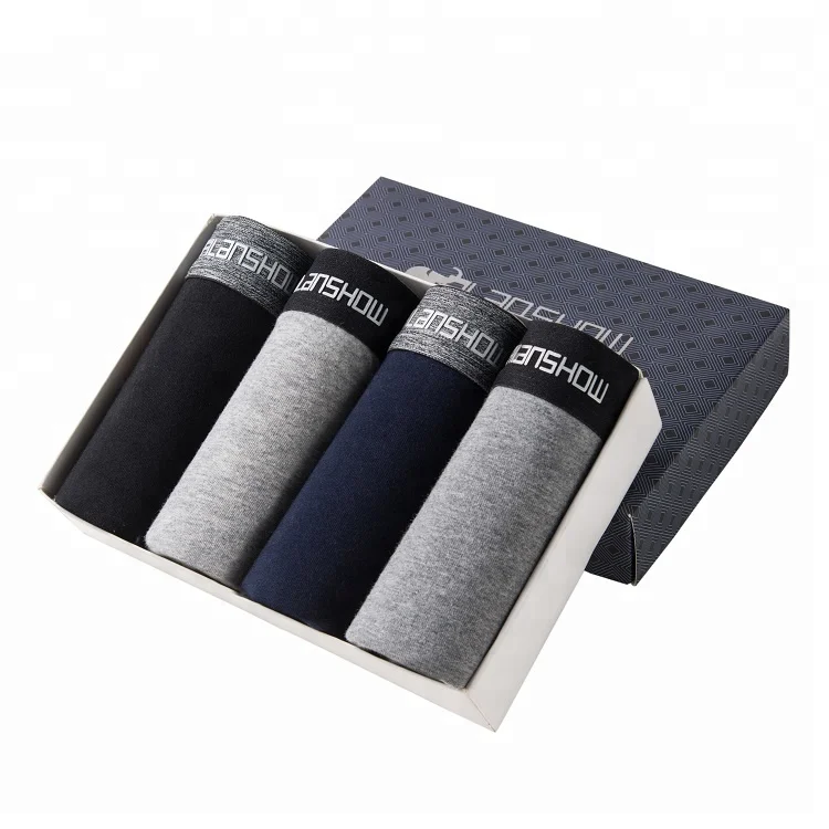 
High quality solid blank cotton men boxer briefs underwear comfortable boxer briefs for youth 