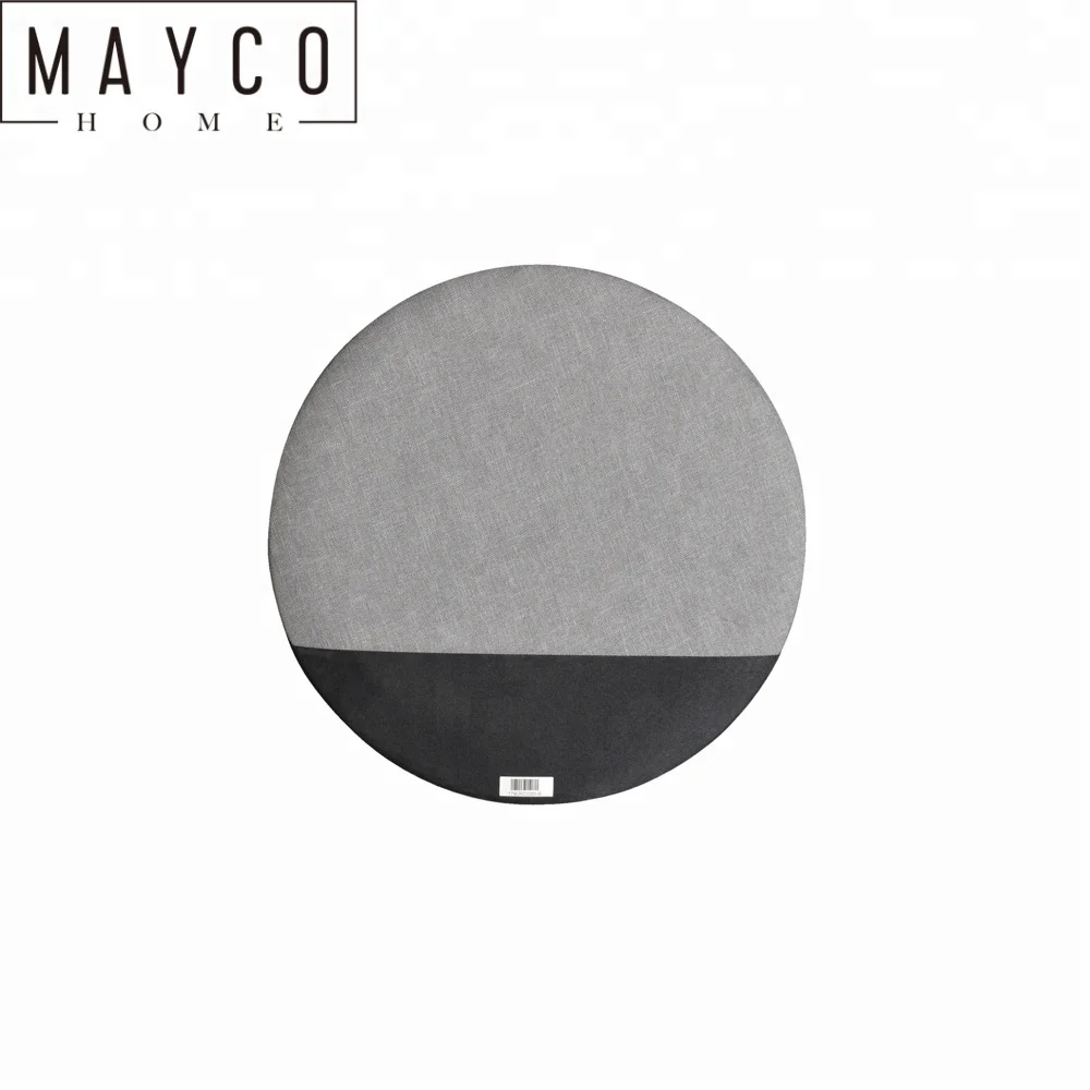 
Mayco Decorative Small Pin Cork Round Gray and Black Frameless Linen Bulletin Board with 1 Pocket 