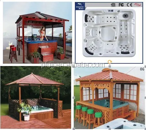 Prefabricated wooden gazebo,hot tub manual assembly outdoor garden gazebo