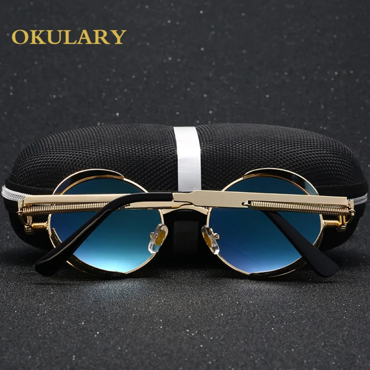 Gothic Steampunk Sunglasses Men Polarized Women sun glasses goggles Sunglasses retro round fashion Brand Designer Mirror