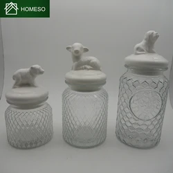 sheep bear heart shape glass jar with ceramic lid