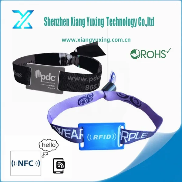 Бесконтактных MF1K S50 ткани, сотканной rfid браслет для Событий/Фестиваль