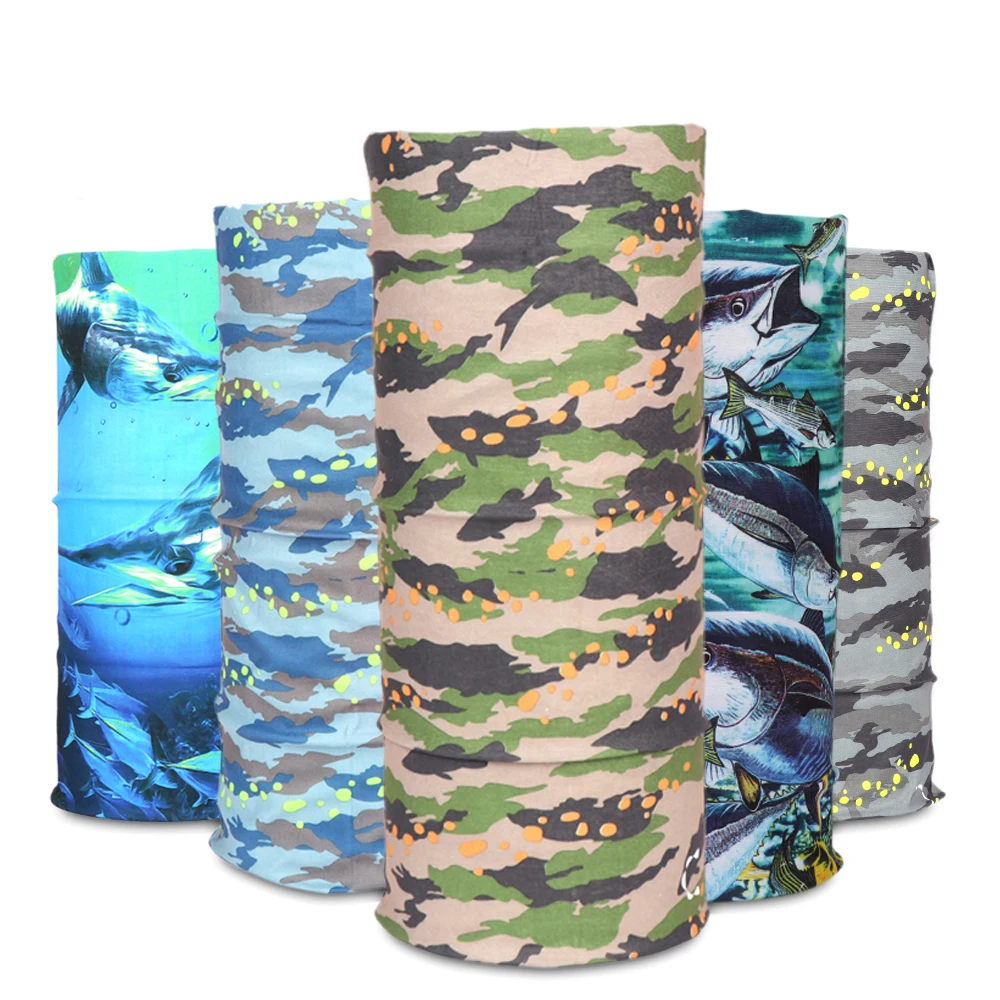 Outdoor Fishing Face headwear Unique Fish Design 100% Polyester Seamless Tube Bandana