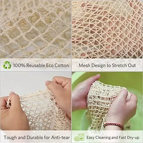 
Net Shopping Bag 5Pcs Reusable Mesh Cotton Shopping Tote Handbag Portable String Bag Organizer for Grocery Shopping/Outdoor Pack 
