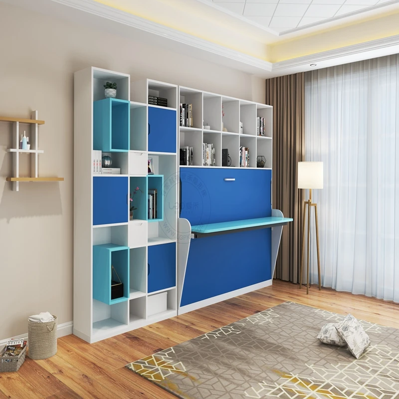 Custom made foldable wall bed murphy bed mechanism hardware kit with hanging desk for single apartment