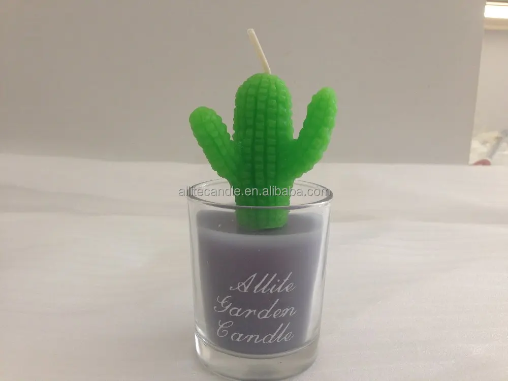 
2016 green color paraffin wax cactus plant as wedding favors gifts 