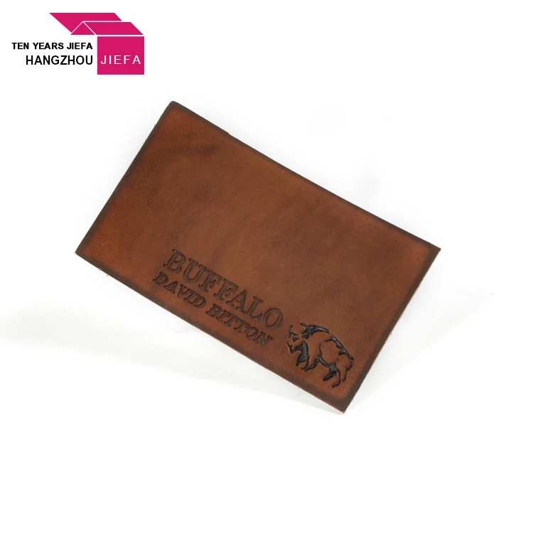 Custom Printed Embossed PU Leather Labels with Logo for Garment