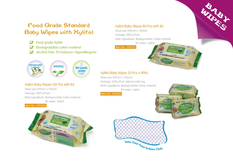 Sensitive Water Based baby diaper wipes Hypoallergenic and Unscented panales descartables