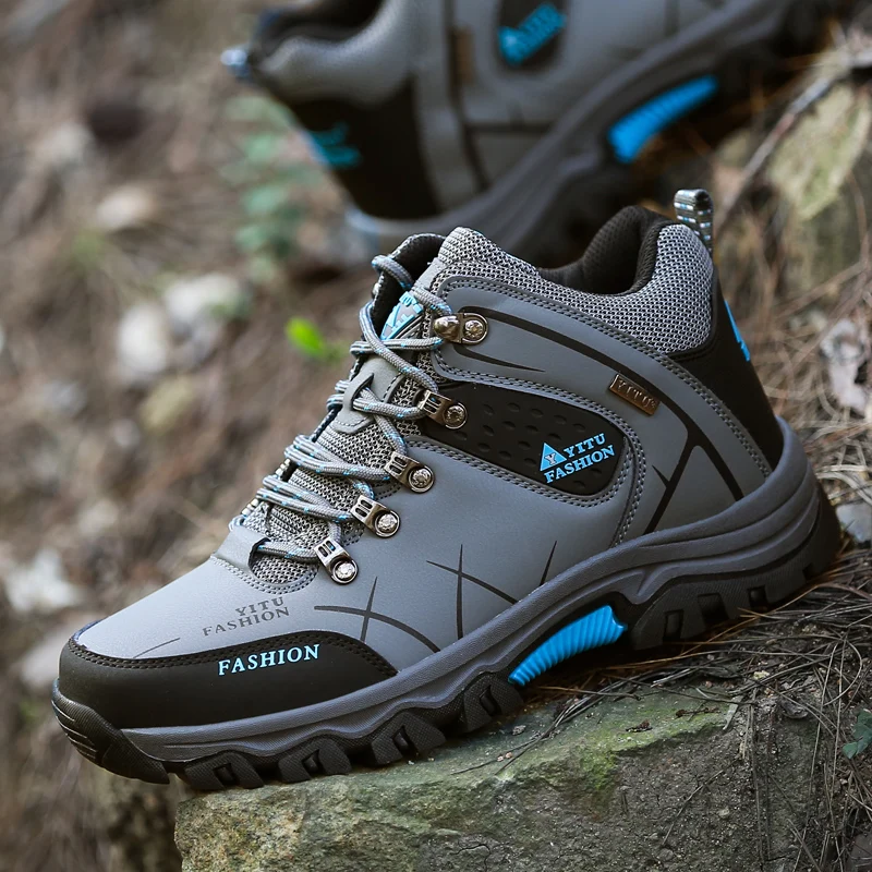 2019 new customizable leather mesh mens winter hiking trekking shoes