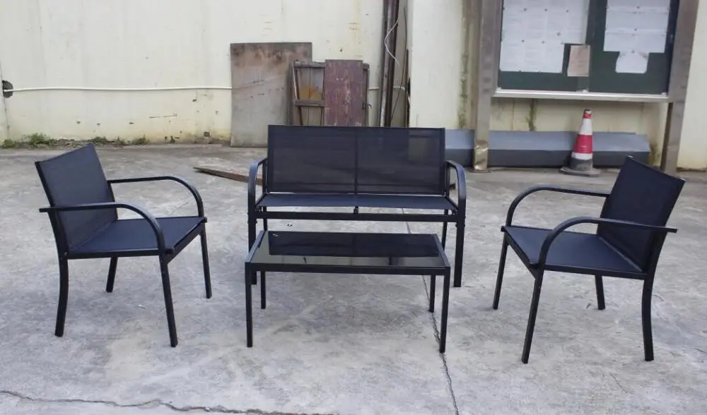 
outdoor furniture KD 4pcs metal patio sling textilener garden set 