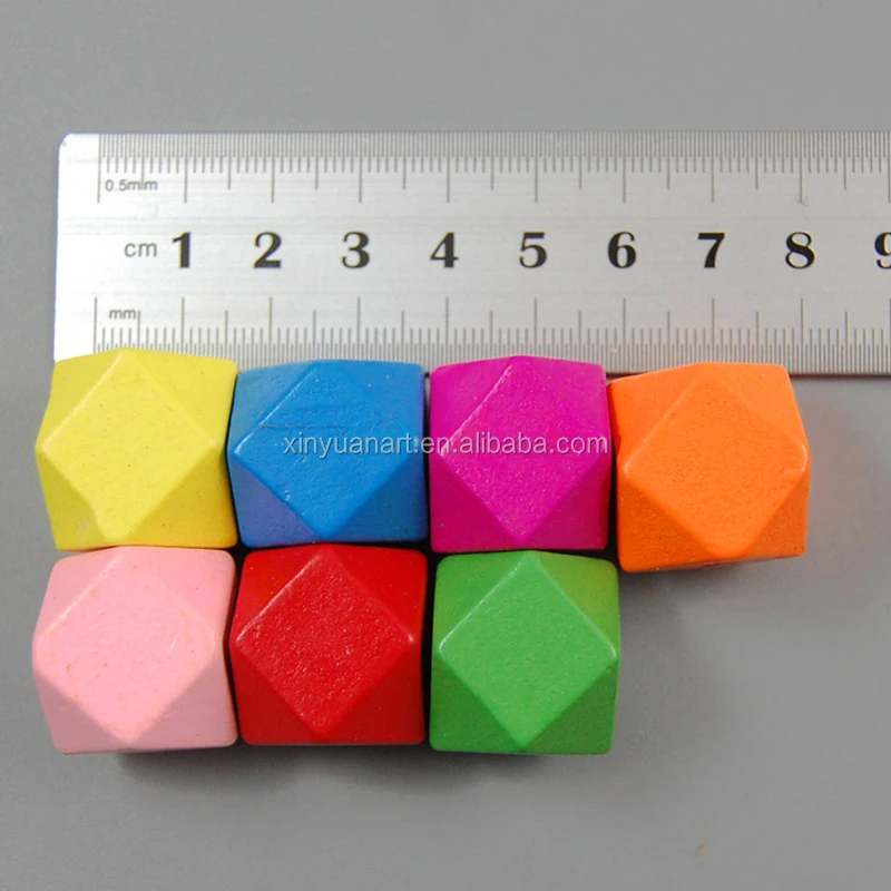 Wholesale colorful Wooden Hexagon Beads Solid Geometric Teething Beads