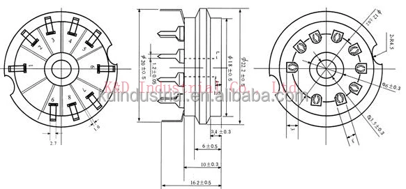 12AX7 ECC82 6922 6DJ8 9Pin Ceramic PCB Mount B9A Base Tube Socket
