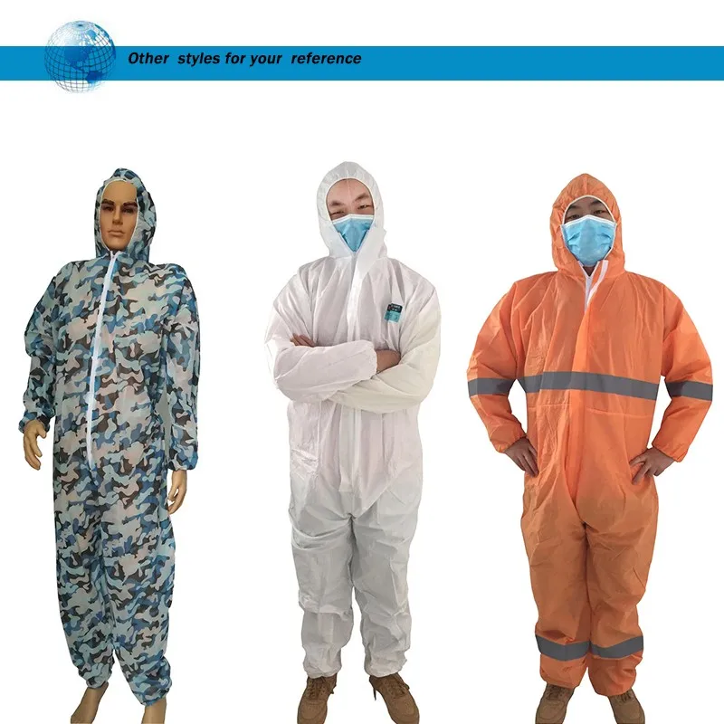 Hazmatsuit Waterproof Non Woven Ppekit White Medical Coverall Suit 14126