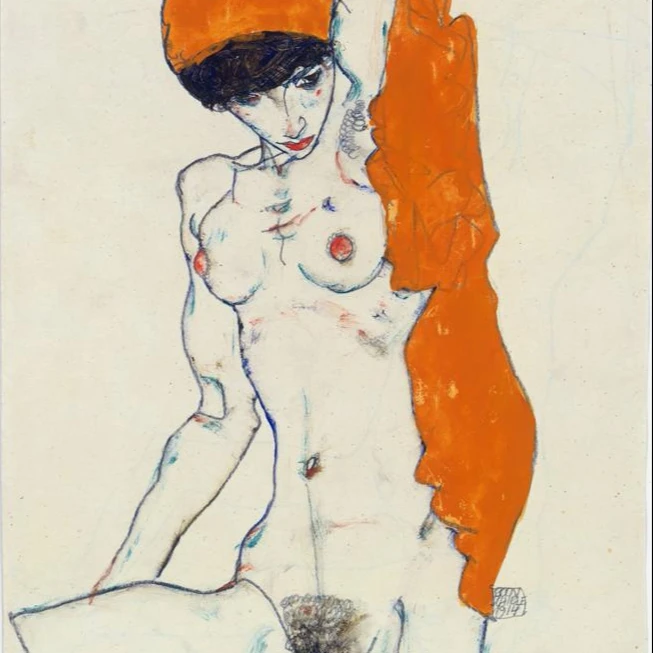 
nude painting canvas portrait picture modern home decor giant poster mural print female nude stretched Egon Schiele modern art 