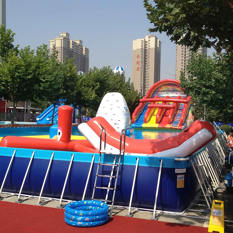 Factory Supply Commercial Portable pvc Inflatable Rectangular Metal Frame Swimming Pool