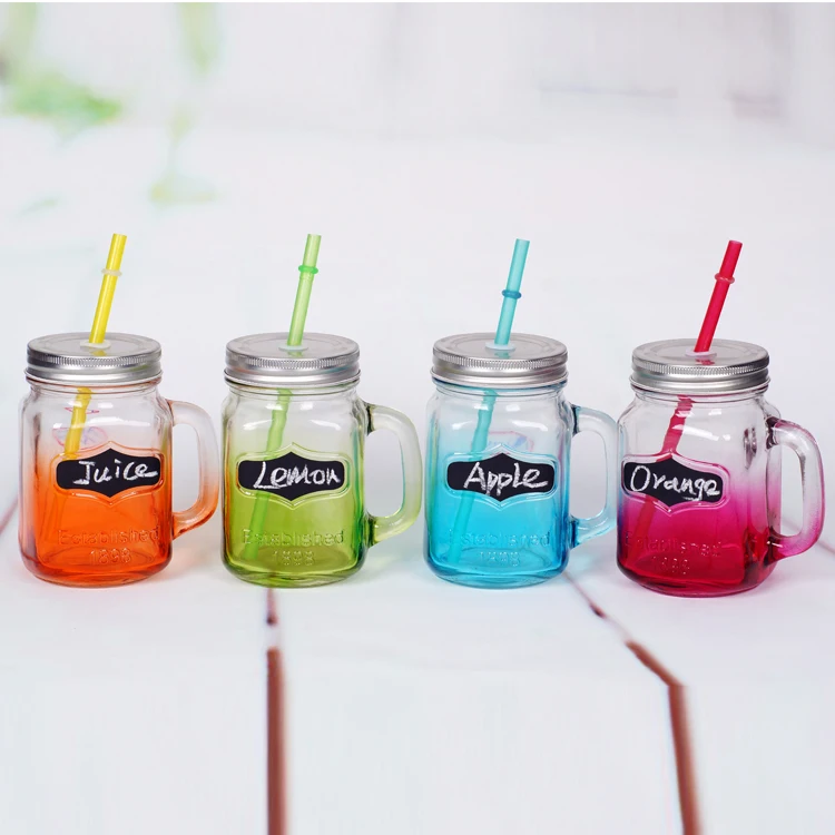 
hot sale glass mason jar with black boars and color 