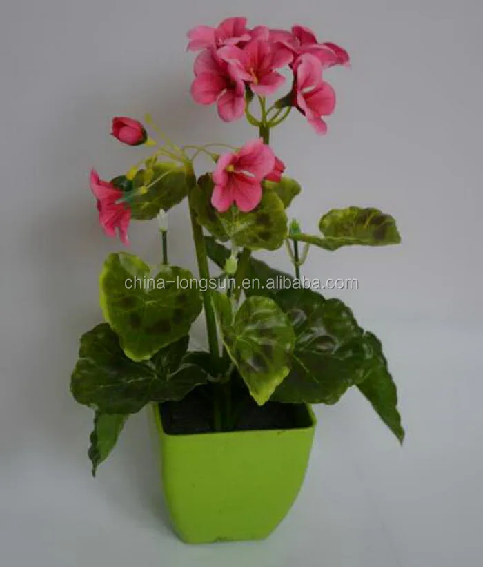 LS16070422 wholesale factory yellow color Plastic Leaves fall color Artificial begonia plant bonsai with flowers
