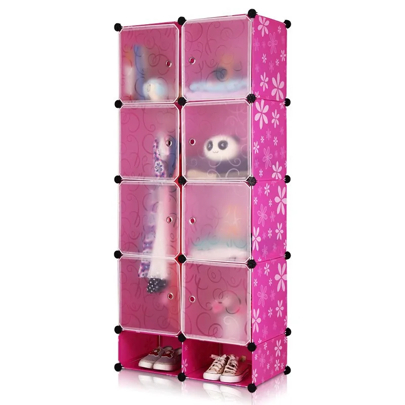 Multi Use DIY Plastic 8 Cube Organize Storage , KIDS Wardrobe Closet