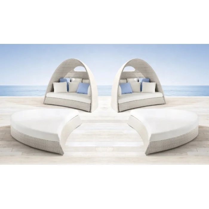 Hot sale new design outdoor furniture poly rattan sun lounger