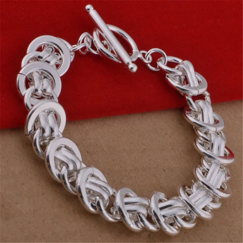 alibaba china plated pure 925 solid silver bracelet men