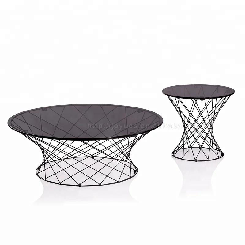 LC-026 Tempered high glass top industrial center coffee table with carbon stainless steel leg