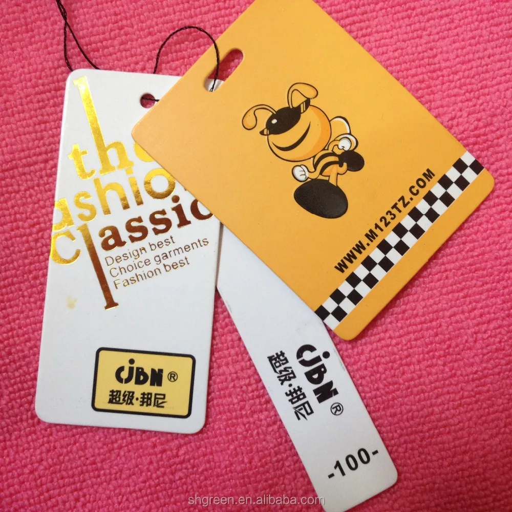 super quality thick garment paper hangtag,matte surface clothing swing tag