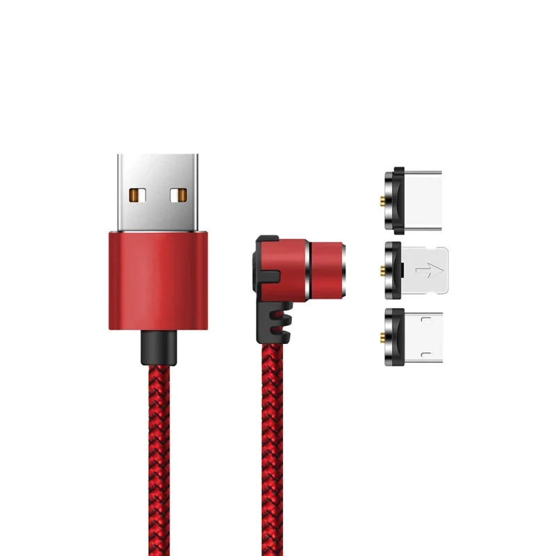 
Fashion design 90 degree braided nylon 3 in 1 cable usb magnetic for game 