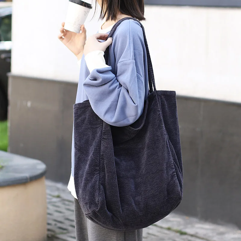 Wholesale Vintage Private Label Corduroy Tote Bag Women New Design Shoulder Beach Bag