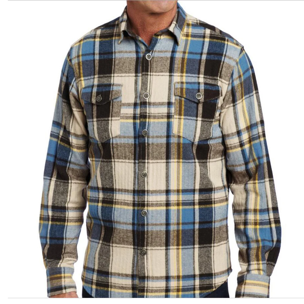 Stylish Flannel Hawaiian Shirt Long Sleeved Plaid Casual Shirt For Men